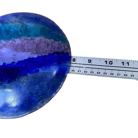 Christine McEwan Jim Freeburn Verre Visage Fused Art Glass Dish Signed 8" Round - Picture 7 of 7